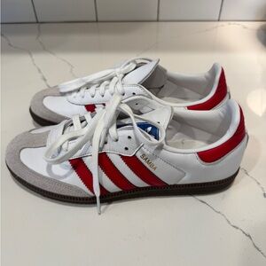 Adidas Samba White and Red Sneakers